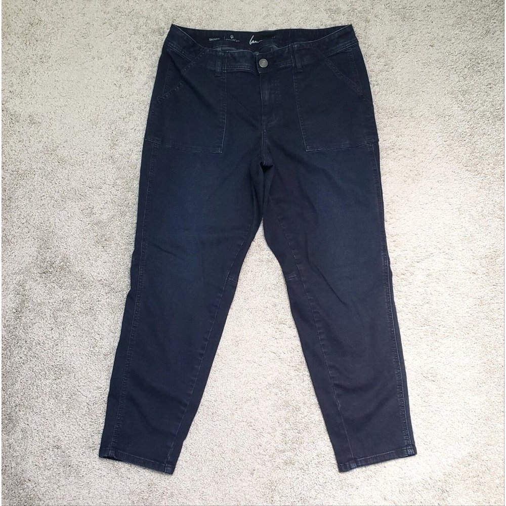 Lane Bryant Genius Fit Jeans Women's Size 16 Skinny Mid Rise Navy Blue Denim